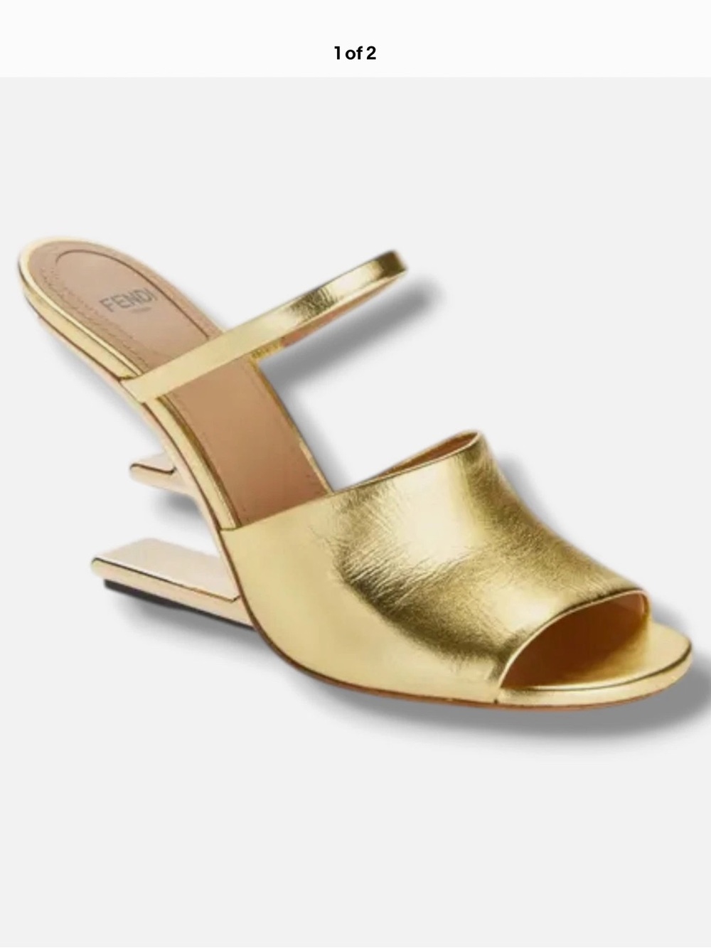 Fendi Metallic Gold Open-Toe Mule